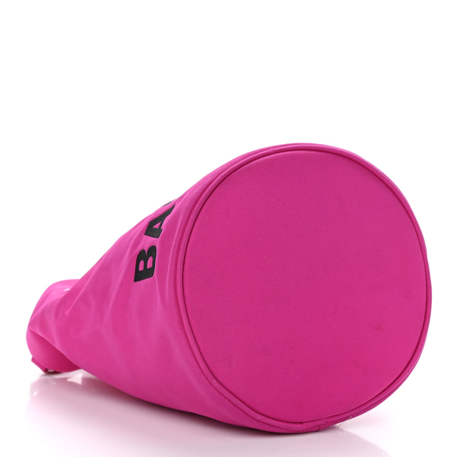 Balenciaga Recycled Sport Nylon Logo Embroidered Wheel Drawstring Bucket Bag XS Fuchsia Black 4 of 9