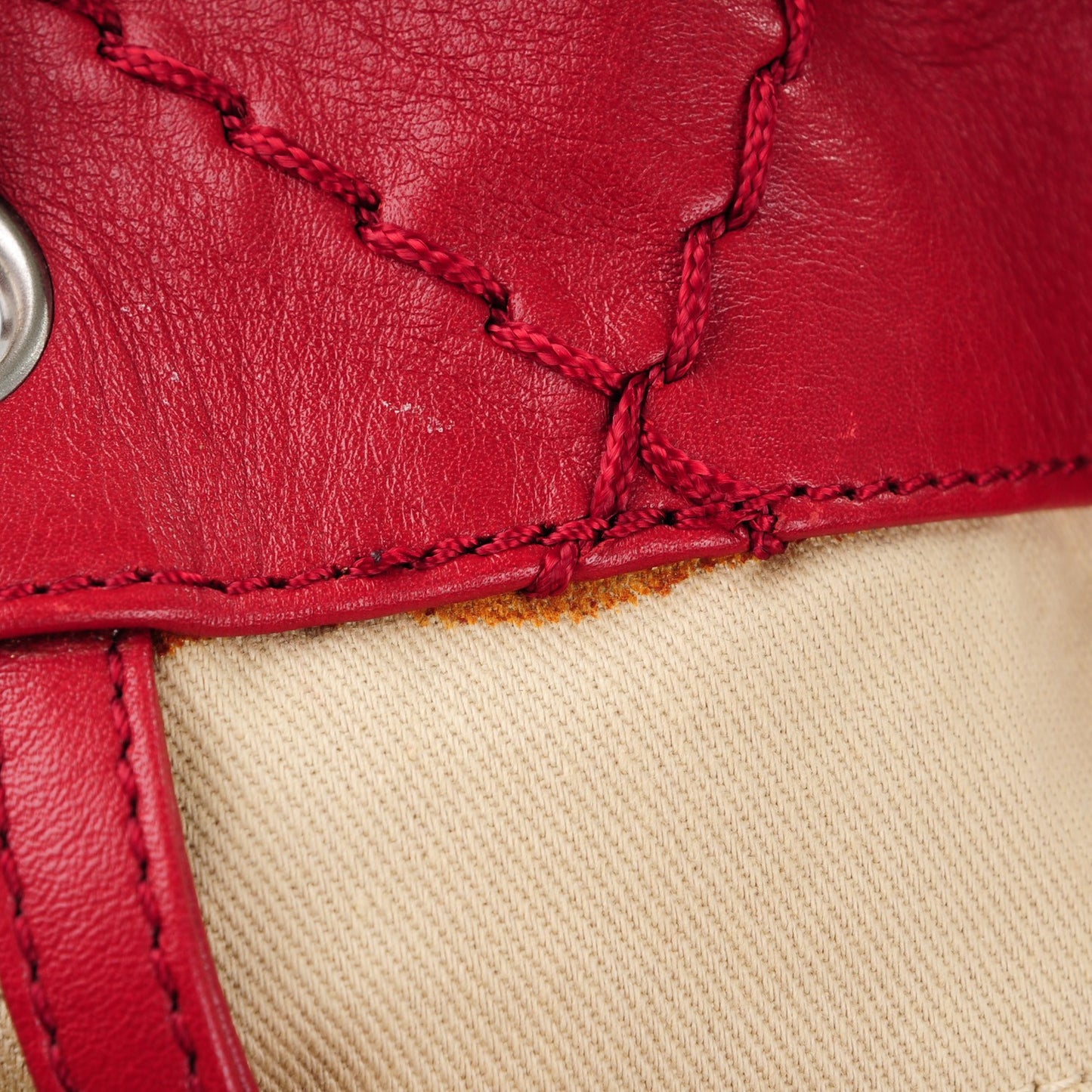 Lambskin Stitched Expandable Tote Red