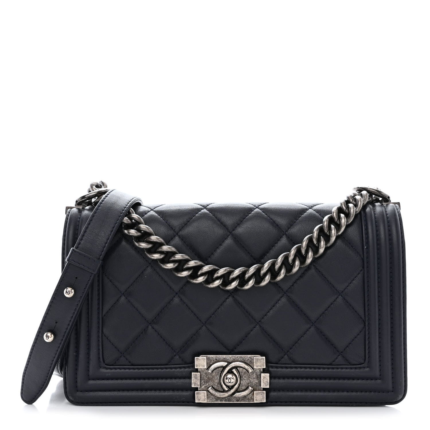 Chanel Lambskin Quilted Medium Boy Flap Navy 1 of 11