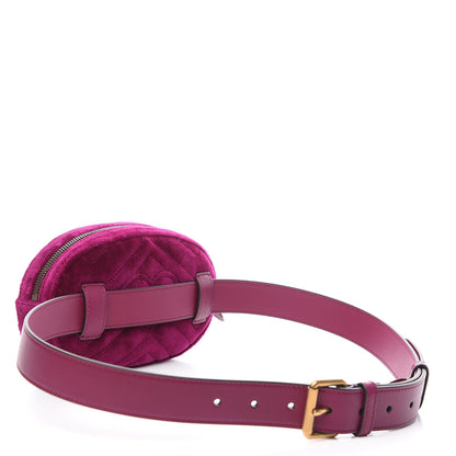 Gucci Velvet Matelasse GG Marmont Belt Bag 85 34 Fuchsia Violet Cyclamen 2 of 9