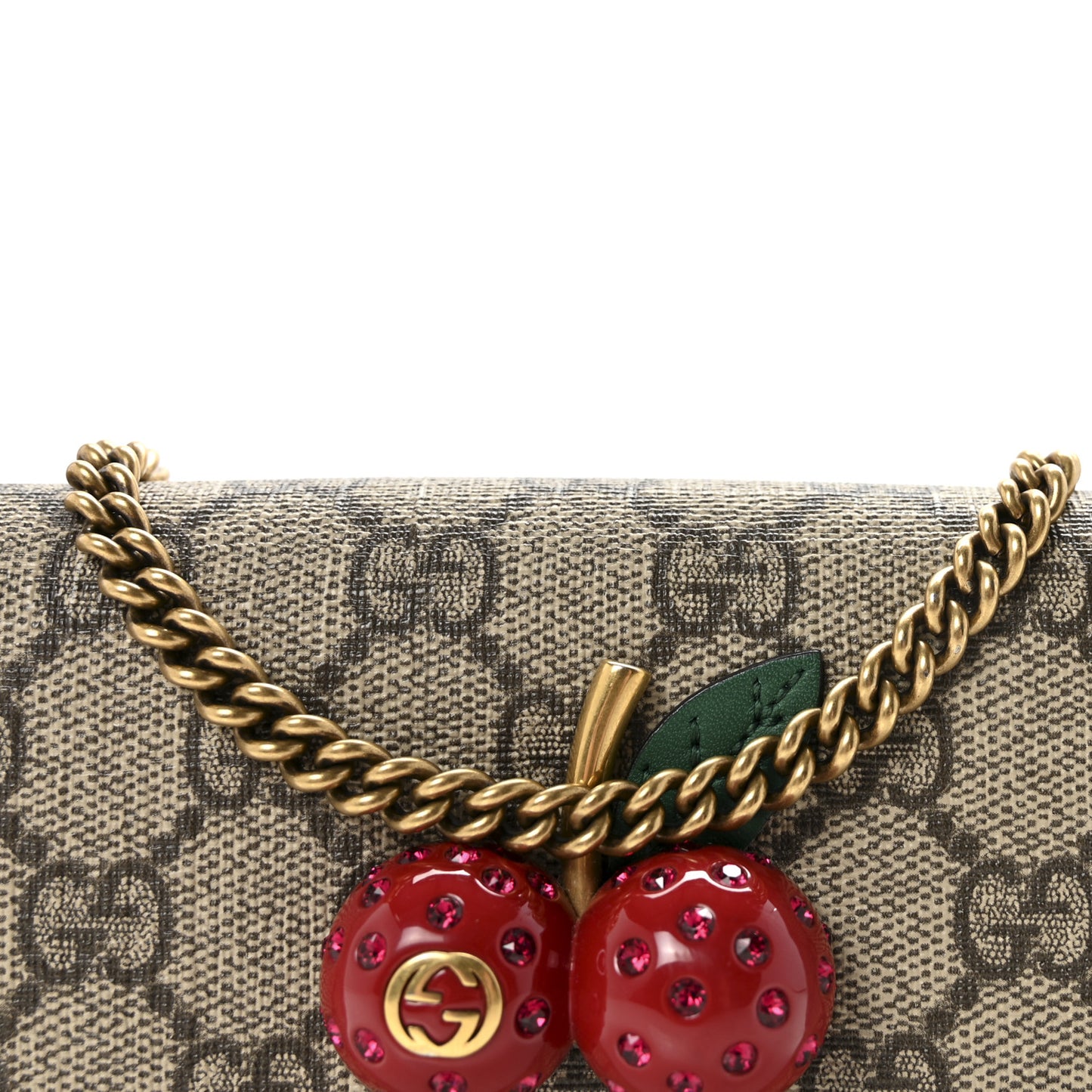 GG Supreme Monogram Mini Cherry Chain Bag