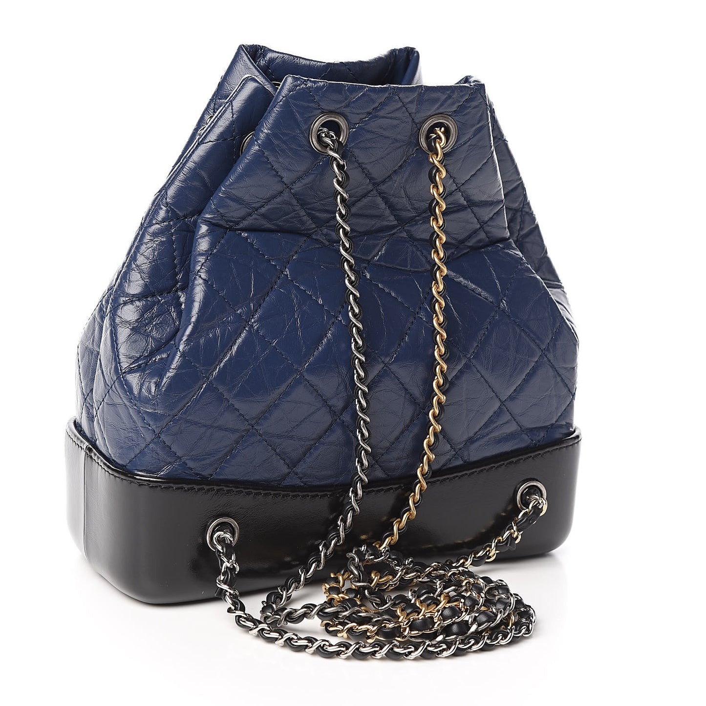 Aged Calfskin Quilted Small Gabrielle Backpack Blue Black