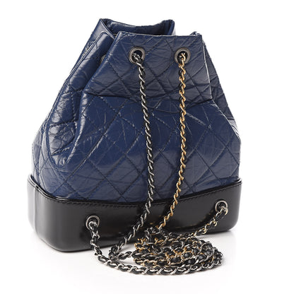 Chanel Aged Calfskin Quilted Small Gabrielle Backpack Blue Black 3 of 10
