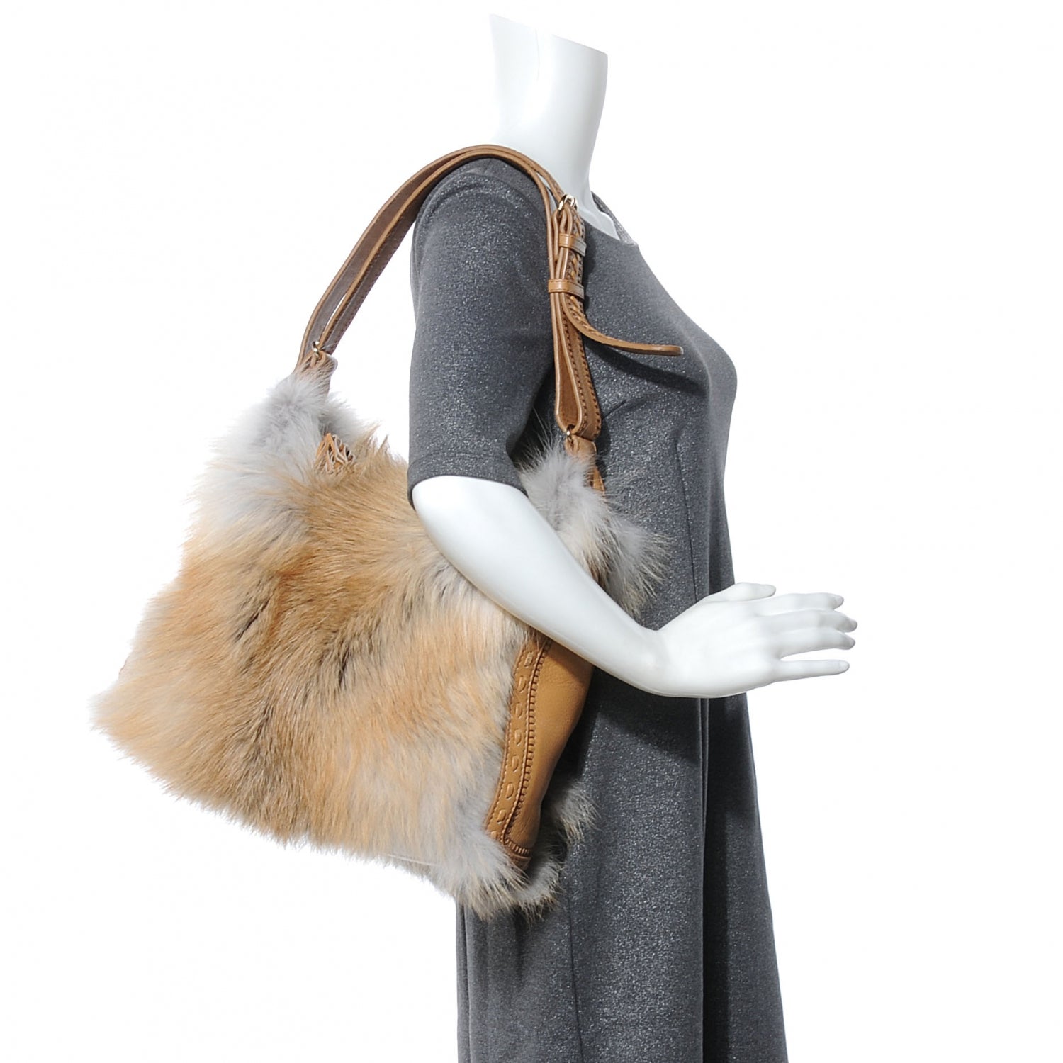 Jimmy Choo Golden Fox Fur Lily Hobo 2 of 8