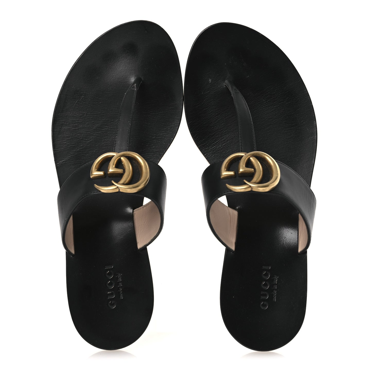 Calfskin GG Marmont Thong Sandals 36 Black