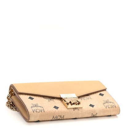 MCM Visetos Calfskin Large Patricia Wallet On Chain Beige 4 of 9