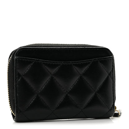 Chanel Lambskin Quilted Zip Coin Purse Black 3 of 9