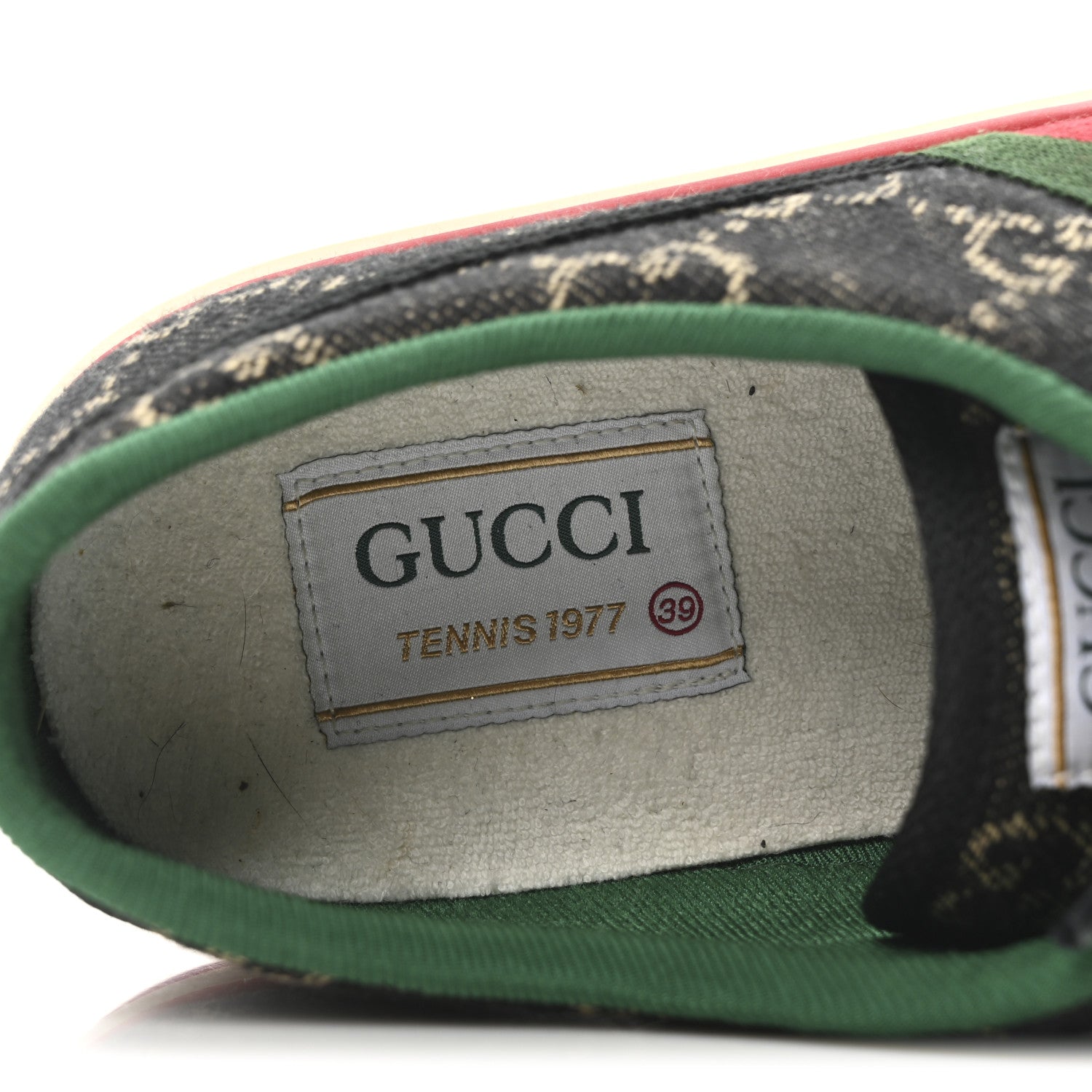 Gucci New Denim GG Monogram Web Womens 1977 Tennis Sneakers 39 Black Ivory 16 of 18