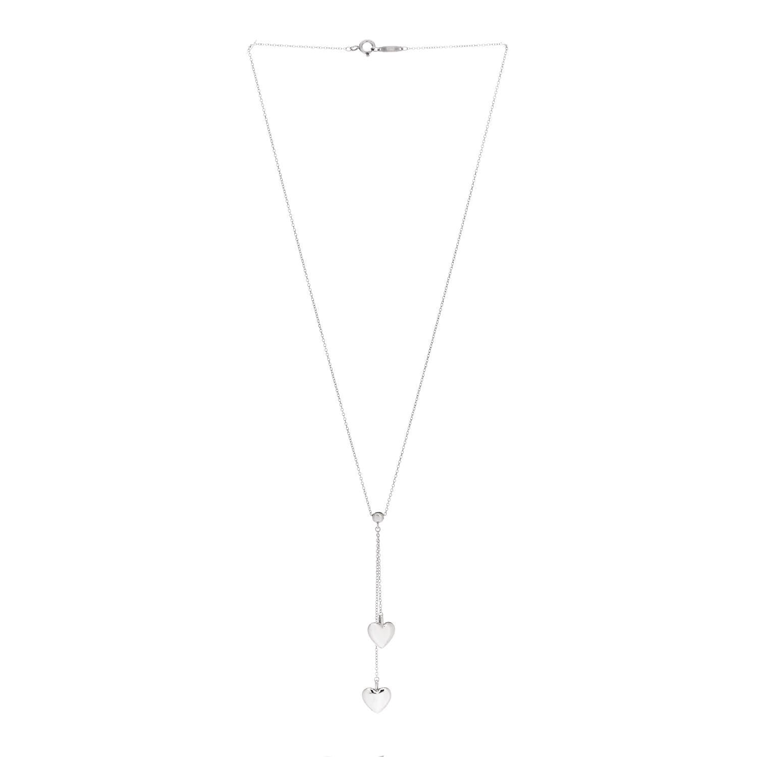 Tiffany Sterling Silver Double Heart Lariat Pendant Necklace 3 of 6