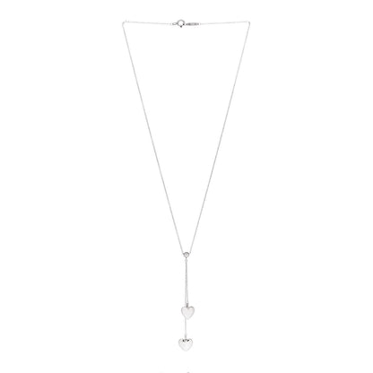 Tiffany Sterling Silver Double Heart Lariat Pendant Necklace 3 of 6