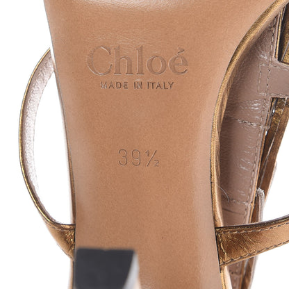 Chloe Metallic Calfskin Daniella 100 Crisscross Fringe Sandals 39.5 Gold 9 of 10