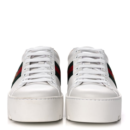 Gucci Calfskin Web Bee Embroidered Womens Ace Platform Sneakers 36 White 2 of 10