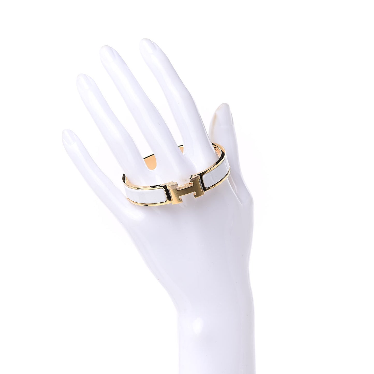 Enamel Narrow Clic Clac H Bracelet PM White