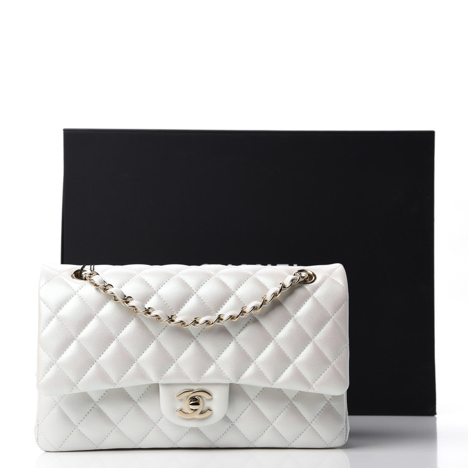 Chanel Iridescent Calfskin Quilted Medium Double Flap Ivory 12 of 12