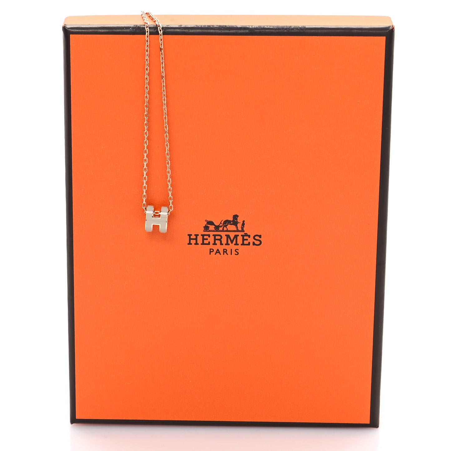 Lacquered Rose Gold Mini Pop H Pendant Necklace Marron Glace