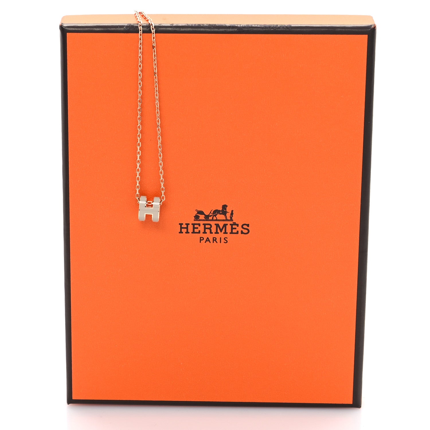 Hermes Lacquered Rose Gold Mini Pop H Pendant Necklace Marron Glace 6 of 6