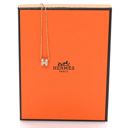 Hermes Lacquered Rose Gold Mini Pop H Pendant Necklace Marron Glace 6 of 6