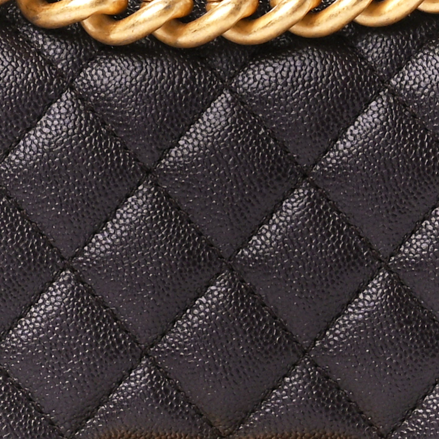 Metallic Caviar Quilted Small Boy Flap Dark Brown