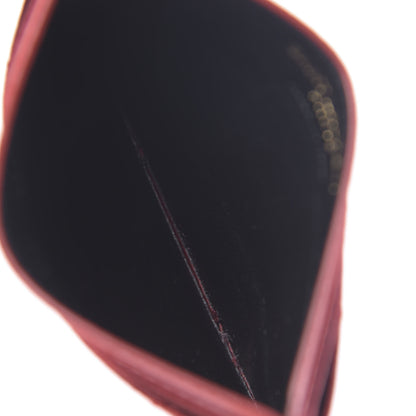 Saint Laurent Grain De Poudre Matelasse Chevron Monogram Credit Card Case New Red 5 of 8