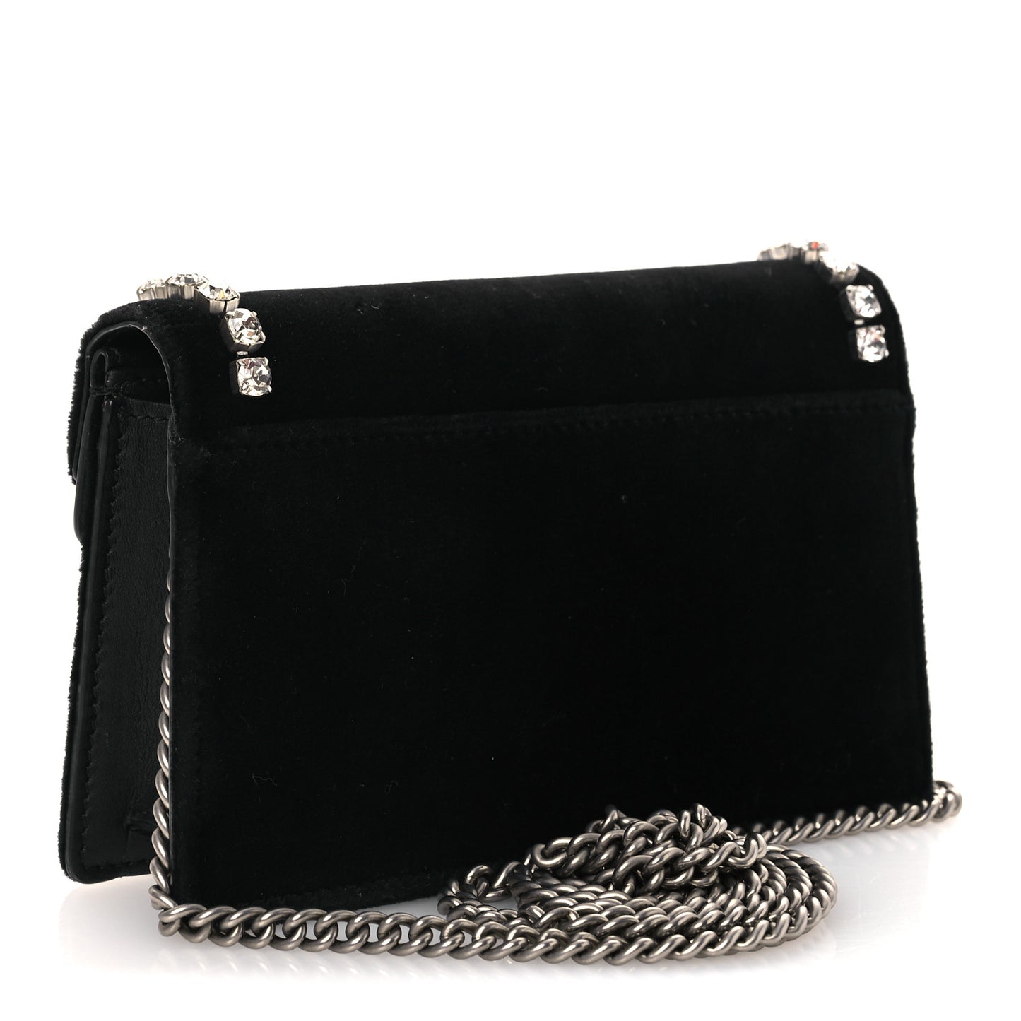 Velvet Crystal Super Mini Dionysus Shoulder Bag Black