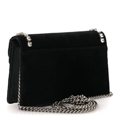 Gucci Velvet Crystal Super Mini Dionysus Shoulder Bag Black 3 of 10