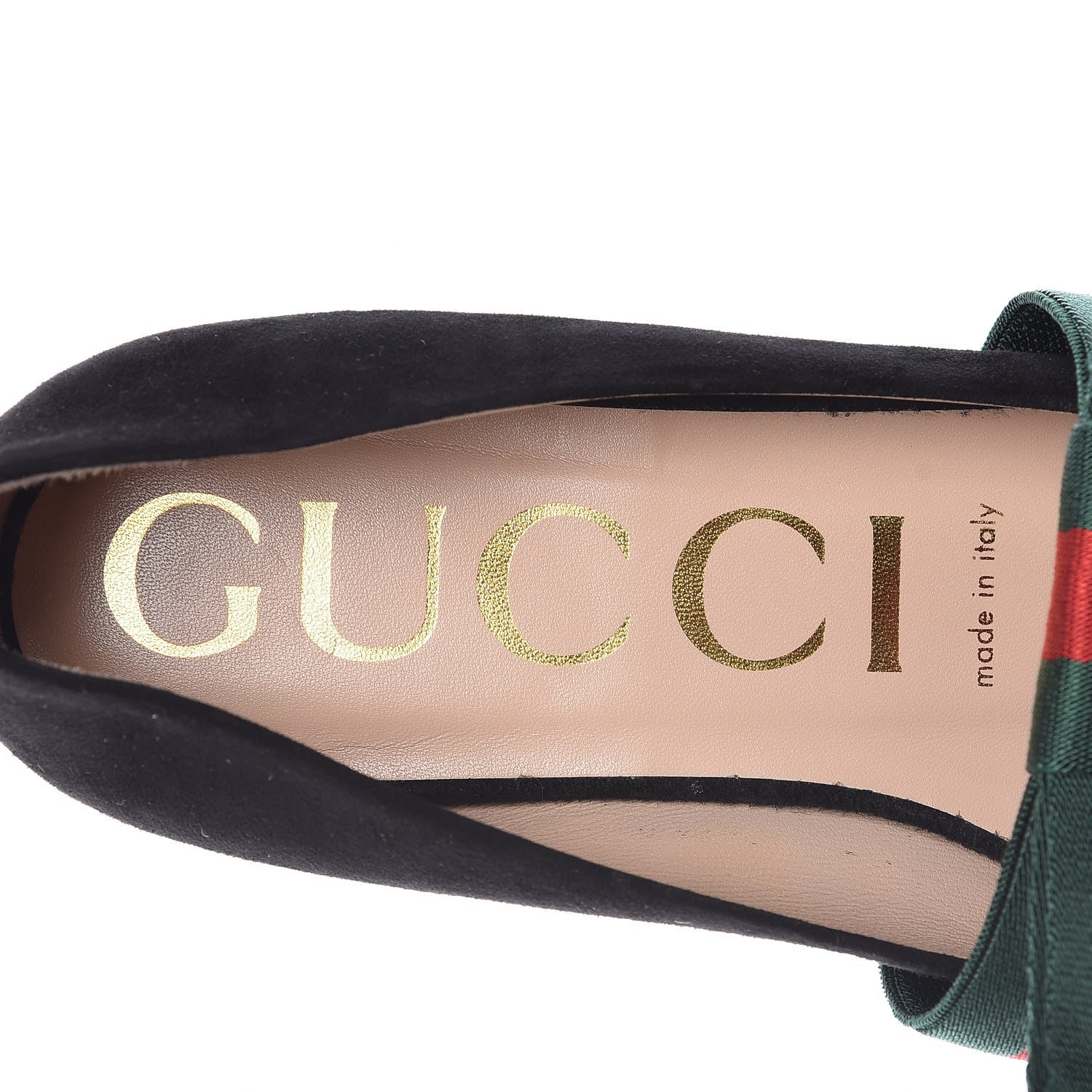 Gucci Suede Web Bow Point Toe Ballerina Flats 38 Black 7 of 8