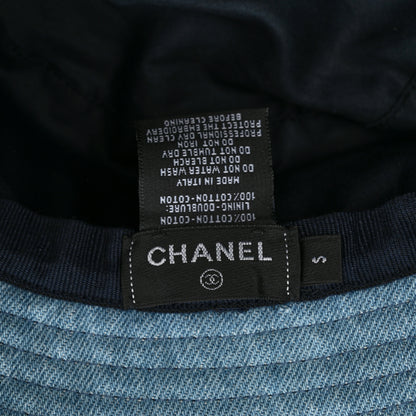 Chanel Denim Sequin Cloche Logo Bucket Hat S Blue 8 of 10