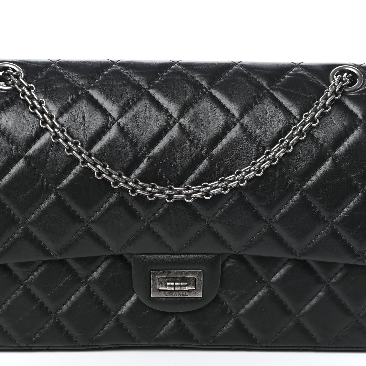Aged Calfskin Quilted 2.55 Reissue 226 Flap Black