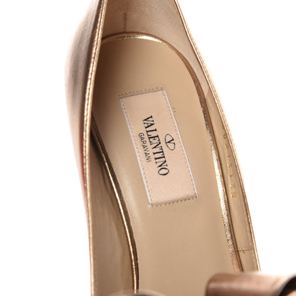 Valentino Garavani Metallic Nappa Couture Bow Peep Toe 25/120mm Platform Pumps 38 Light Bronze 6 of 11