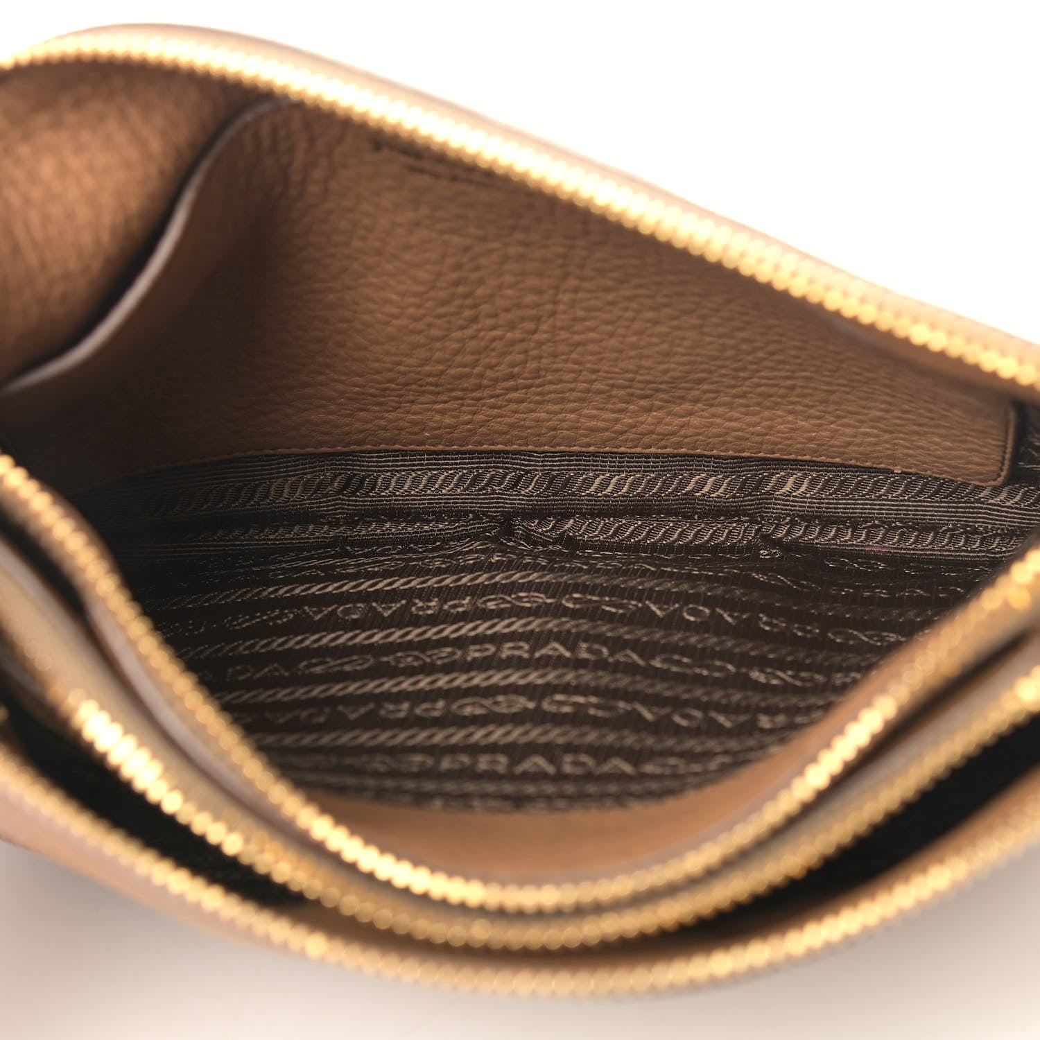 Prada Vitello Daino Double Zip Crossbody Bag Caramel 6 of 12