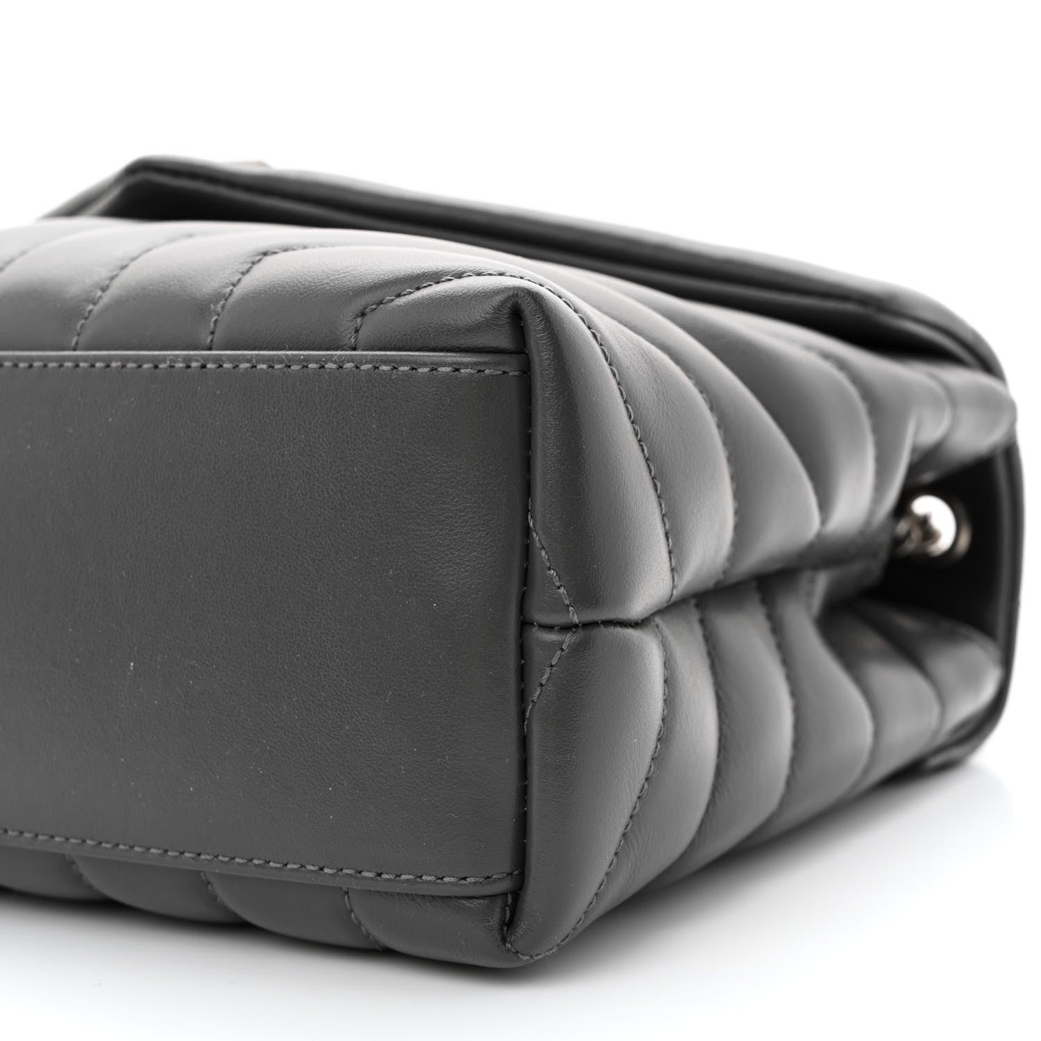 Saint Laurent Calfskin Y Quilted Monogram Small Loulou Chain Satchel Storm 10 of 10