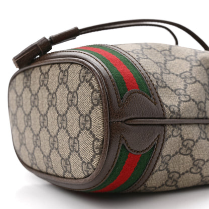Gucci GG Supreme Monogram Textured Dollar Calfskin Web Small Ophidia Dome Shoulder Bag Beige Ebony New Acero 9 of 13