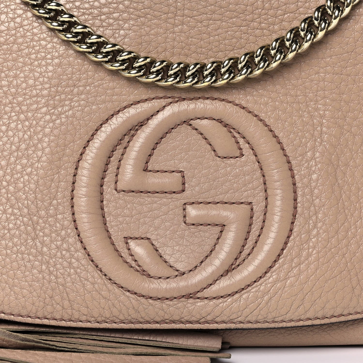 Gucci Pebbled Calfskin Medium Soho Flap Crossbody Camelia 8 of 12