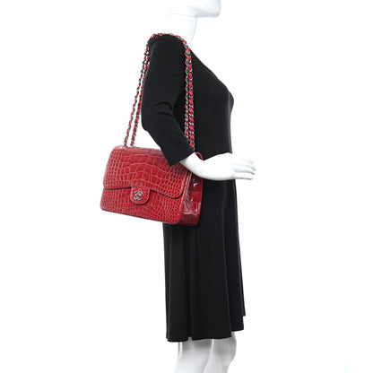 Chanel Alligator Jumbo Double Flap Red 2 of 13