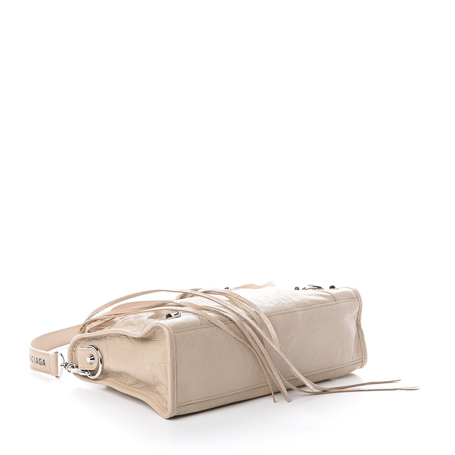 Balenciaga Agneau Classic Silver Hardware S City Logo Strap Light Beige Black 3 of 7