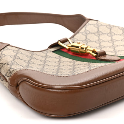 Gucci GG Supreme Monogram Azalea Calfskin Web Small Jackie 1961 Hobo Beige Ebony Brown Sugar 9 of 10