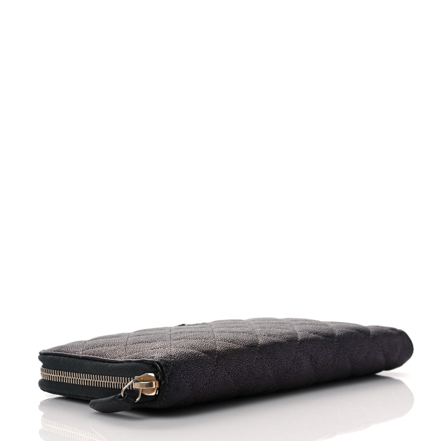 Chanel Iridescent Caviar Quilted Large Zip Around Organizer Wallet Black 4 of 9