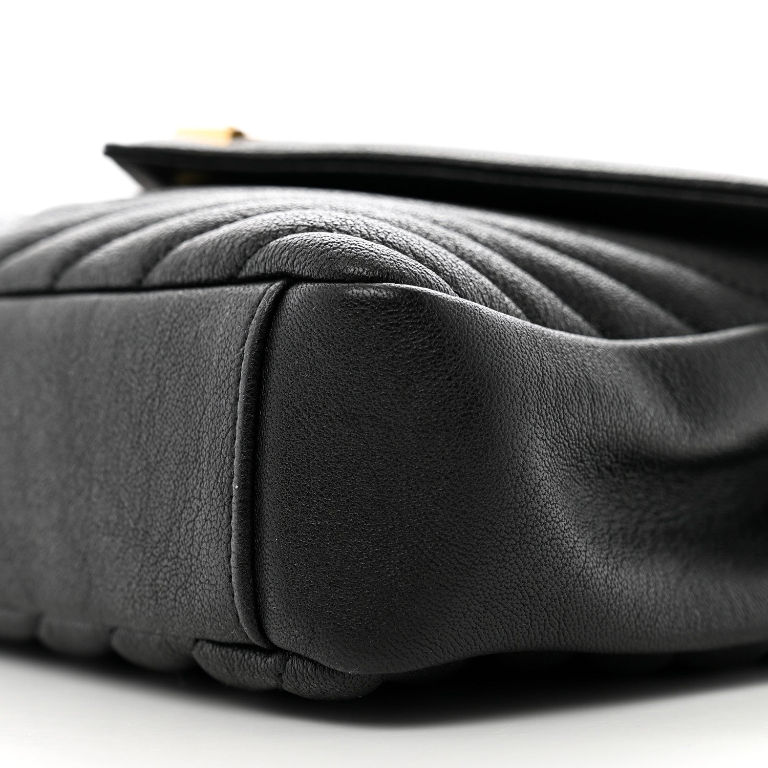 Saint Laurent Sheepskin Matelasse Chevron Monogram Medium College Bag Black 11 of 12