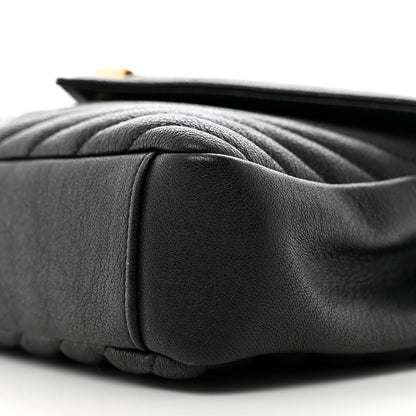 Saint Laurent Sheepskin Matelasse Chevron Monogram Medium College Bag Black 11 of 12