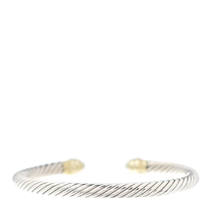 David Yurman Sterling Silver 14K Yellow Gold Pearl 5mm Cable Classics Petite Color Bracelet 3 of 4