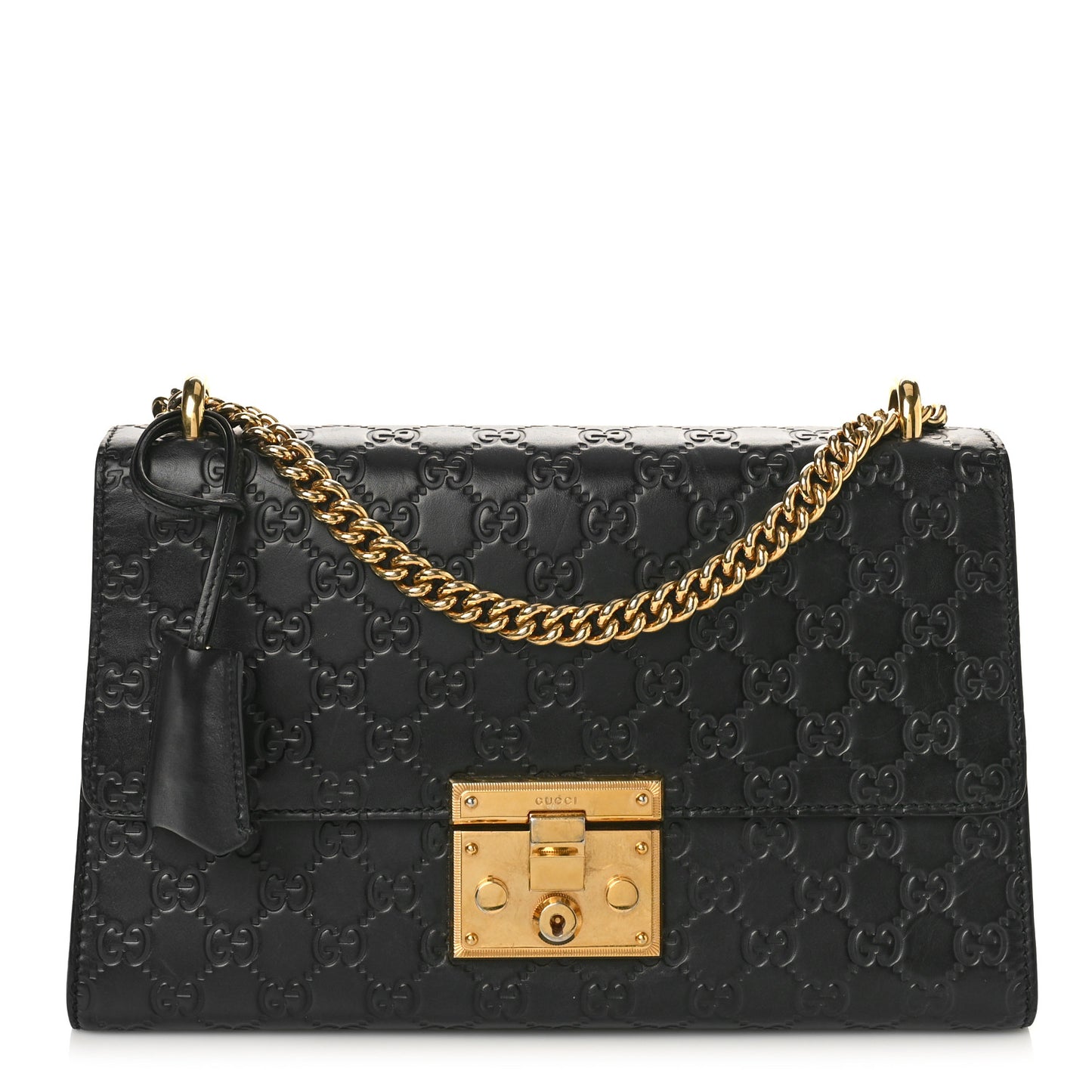 Guccissima Medium Padlock Shoulder Bag Black