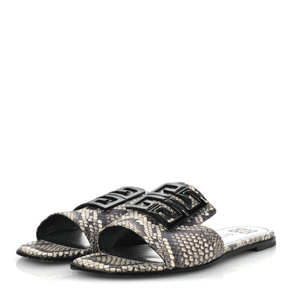 Givenchy Calfskin Snakeskin Print 4G Flat Sandals 38.5 Stone Grey 4 of 13