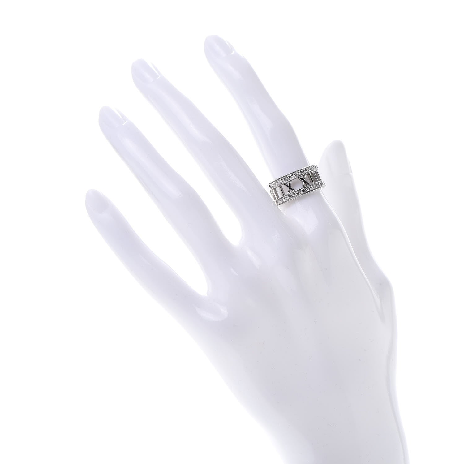 Tiffany 18K White Gold Diamond Wide Atlas Open Ring 53 6.25 2 of 6
