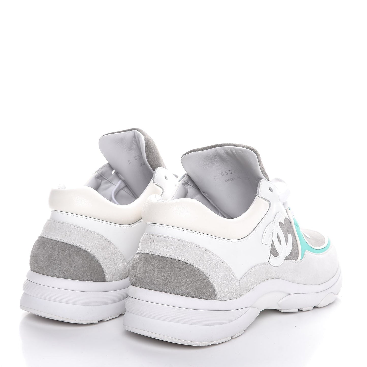 Suede Calfskin CC Sneakers 41 White Green