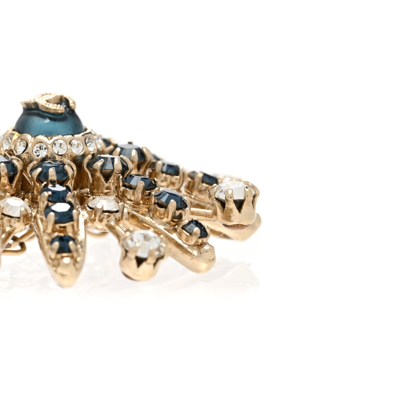Crystal Snowflake CC Pendant Necklace Gold Blue