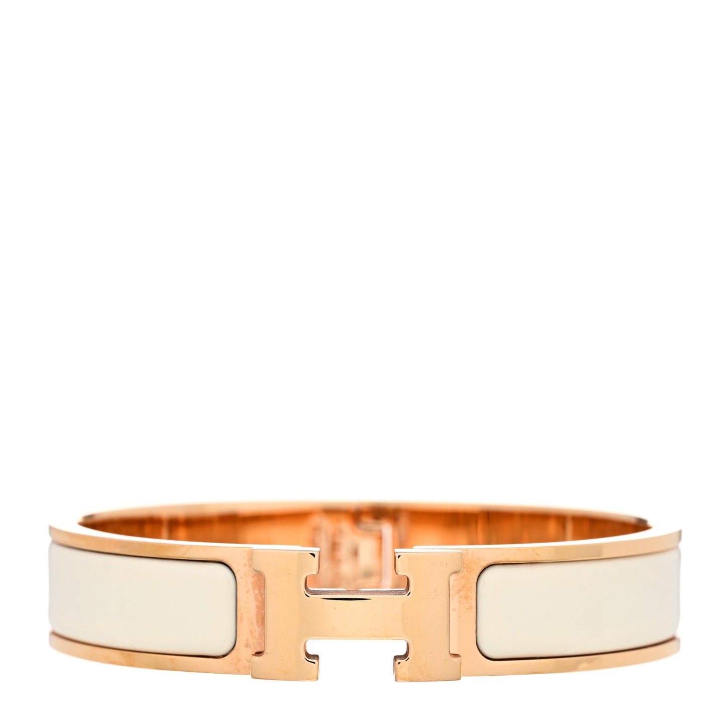 Enamel Narrow Clic Clac H Bracelet GM White