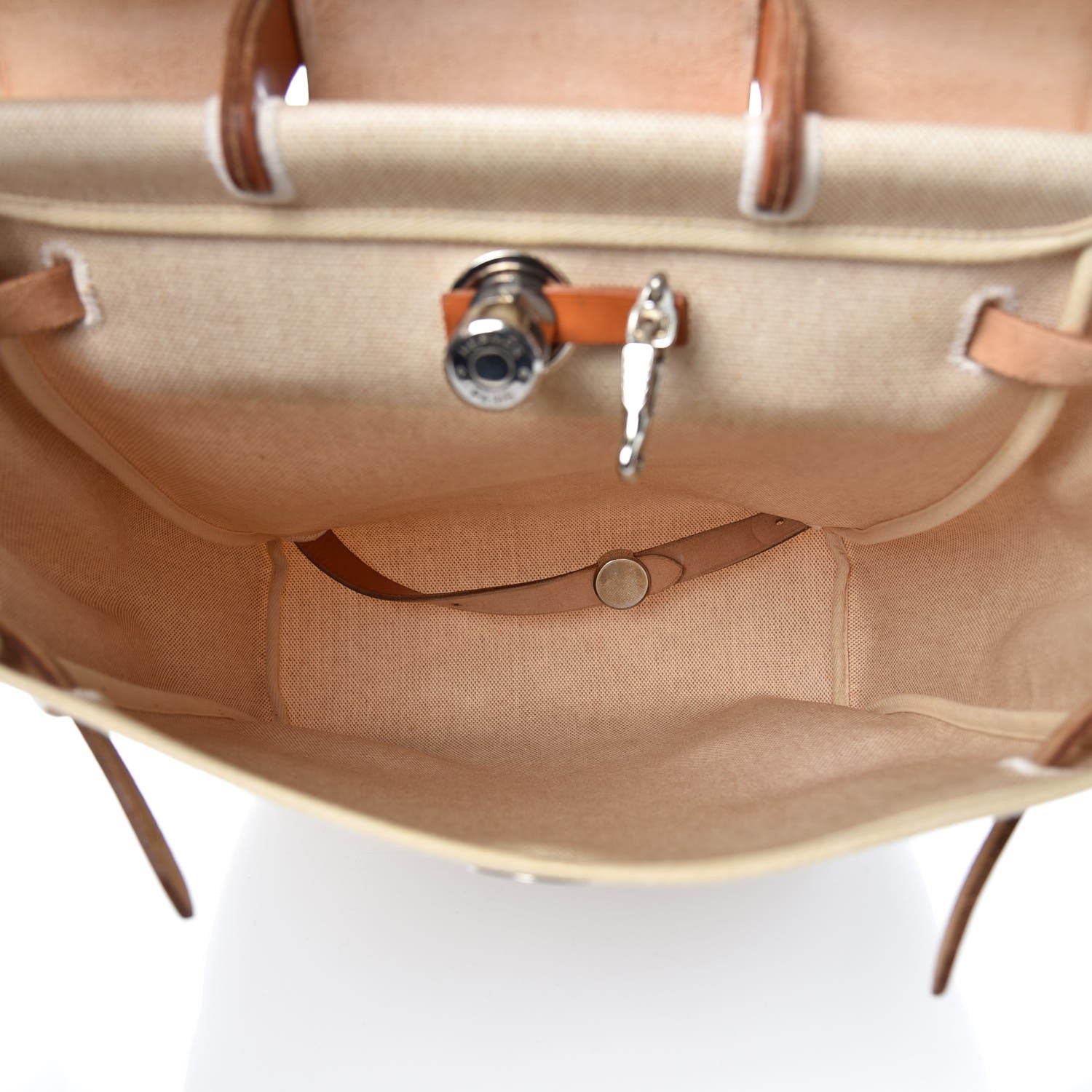 Hermes Toile Vache Calfskin Herbag 30 PM Backpack Natural 8 of 15