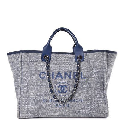 Chanel Canvas Large Deauville Tote Blue 1 of 12