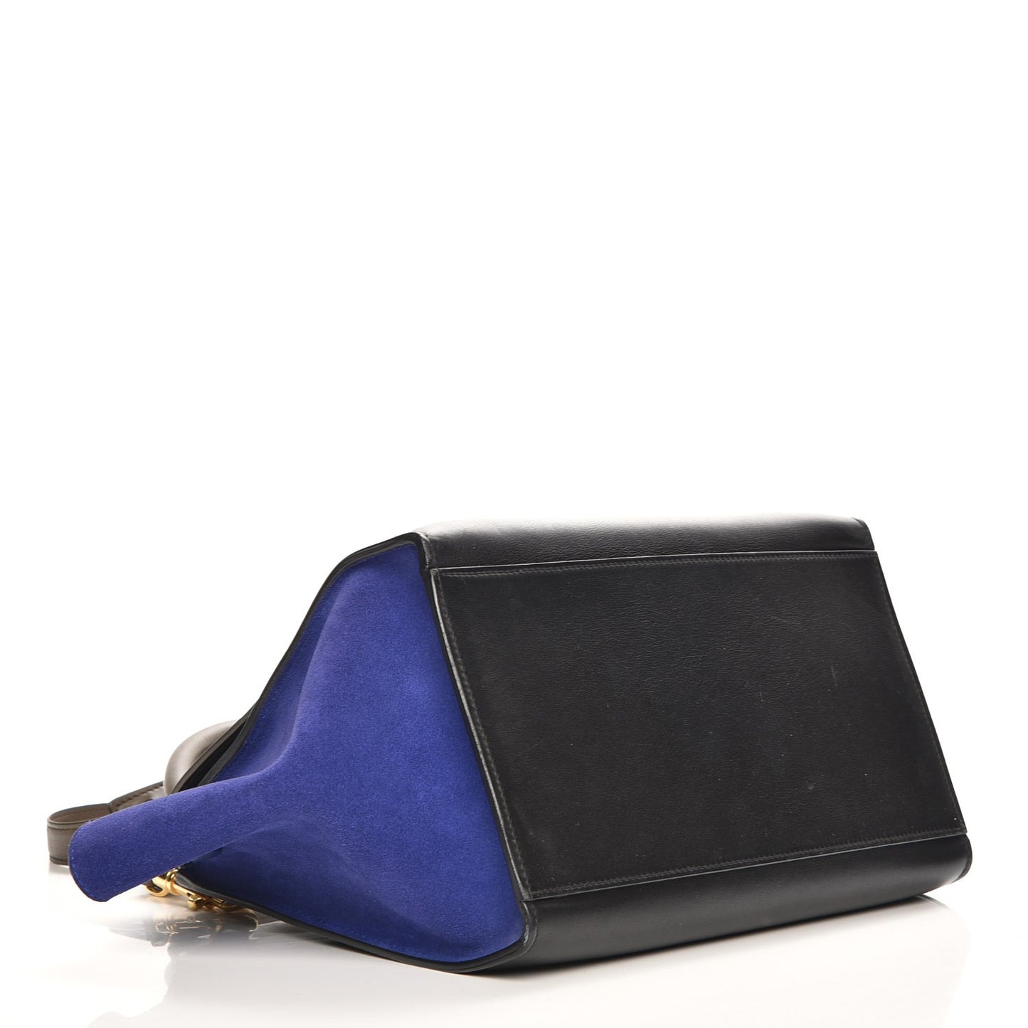 Smooth Calfskin Suede Small Tri-Color Trapeze Indigo