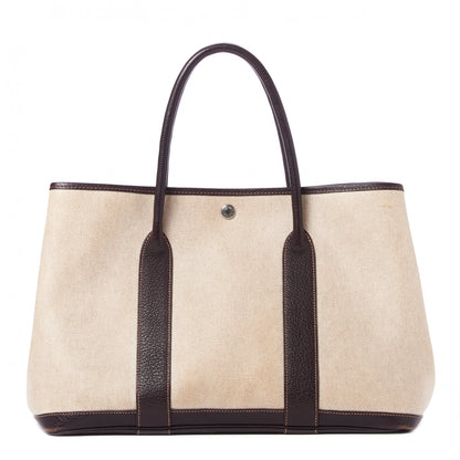 Hermes Buffle Skipper Toile Garden Party 36 MM Tote Marron Fonce 1 of 8